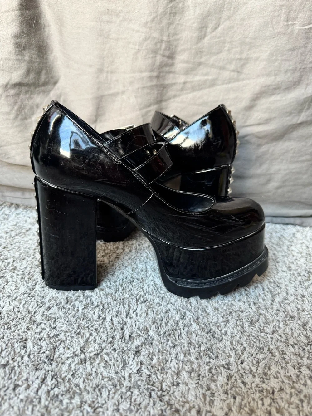 Glossy Black Patent Platform Mary Jane Shoes